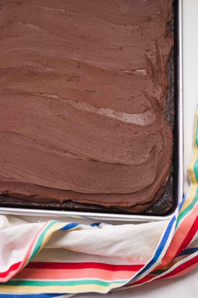 Texas Sheet Cake is rich, loaded with chocolate and topped with a fudgy frosting. It's perfect for parties and when you are feeding a crowd.
