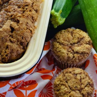 Zucchini bread and muffins baked for a breakfast treat or an afternoon snack.